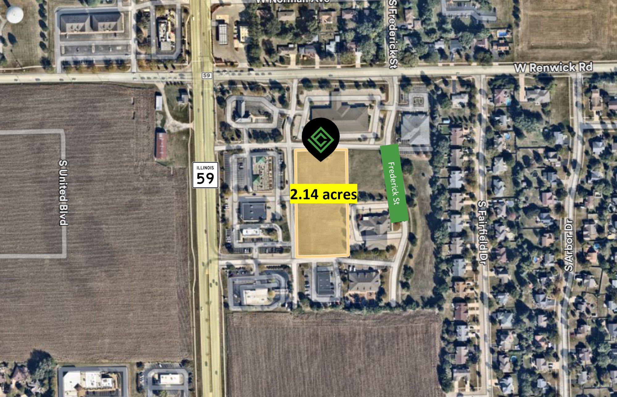 <address>15937 S Route 59, <br>Plainfield, IL (2.14 Acres)</address> Image